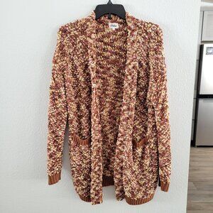 Pulse Women’s Chunky Knit Cardigan Multicolor Bouclé Open Front Size Medium